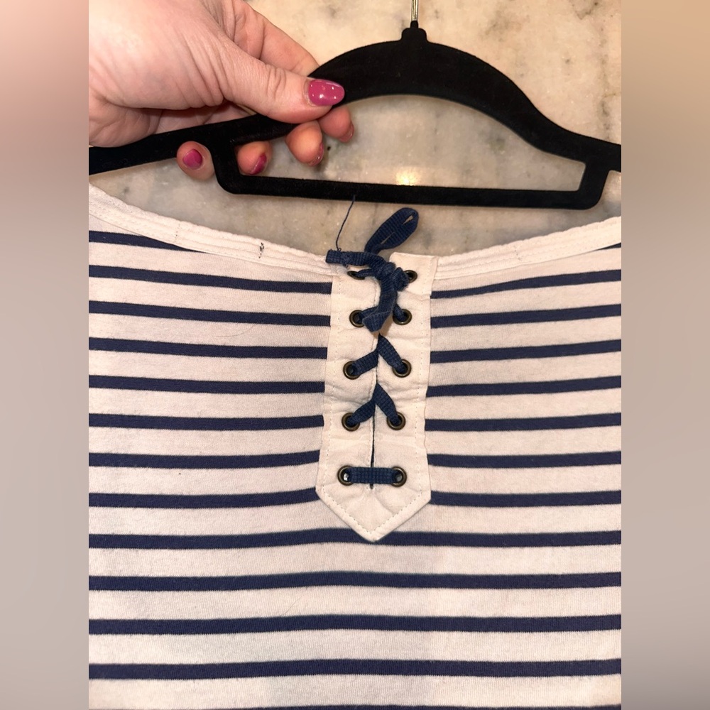 Maison Scotch & Soda Size 2 Women's Striped Top - Black and White Logo Tshirt - Picture 10 of 13